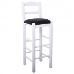 Sifnos Σκαμπό BAR με Πλάτη Οξιά Βαφή Εμποτισμός Λάκα Άσπρο Κάθισμα Pu Μαύρο c532440