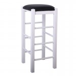 Tavern Σκαμπό BAR Οξιά Βαφή Εμποτισμός Λάκα Άσπρο Κάθισμα Pu Μαύρο c532442