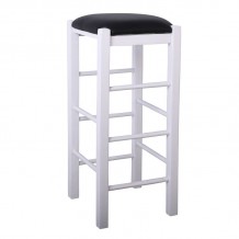 Tavern Σκαμπό BAR Οξιά Βαφή Εμποτισμός Λάκα Άσπρο Κάθισμα Pu Μαύρο c532442