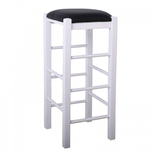 Tavern Σκαμπό BAR Οξιά Βαφή Εμποτισμός Λάκα Άσπρο Κάθισμα Pu Μαύρο c532442