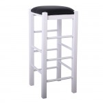 Tavern Σκαμπό BAR Οξιά Βαφή Εμποτισμός Λάκα Άσπρο Κάθισμα Pu Μαύρο c532442