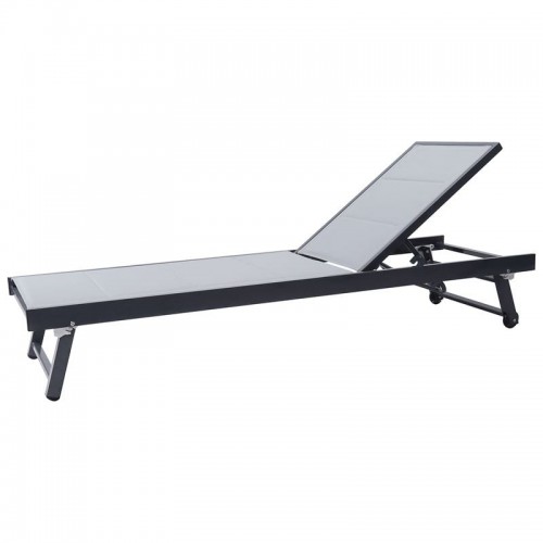 PISCINA Ξαπλώστρα Αλουμίνιο Βαφή Ανθρακί Textilene Γκρι c532448