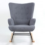 Alio Rocking Πολυθρόνα Μπερζέρα Καθιστικού Ύφασμα Velure Γκρι Βάση Μαύρο Φυσικό c532454