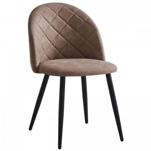 Abba Καρέκλα Τραπεζαρίας Μέταλλο Βαφή Μαύρο Ύφασμα Απόχρωση Suede Μπεζ set 4 c532458