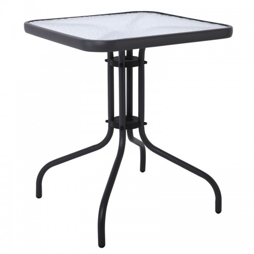 Balo Τραπέζι Κήπου Βεράντας Μέταλλο Βαφή Ανθρακί Γυαλί Tempered c532461