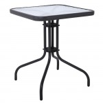 Balo Τραπέζι Κήπου Βεράντας Μέταλλο Βαφή Ανθρακί Γυαλί Tempered c532461