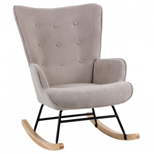 Alio Rocking Πολυθρόνα Μπερζέρα Καθιστικού Ύφασμα Velure Καφέ Βάση Μαύρο Φυσικό c532525