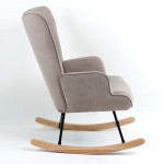 Alio Rocking Πολυθρόνα Μπερζέρα Καθιστικού Ύφασμα Velure Καφέ Βάση Μαύρο Φυσικό c532525