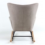 Alio Rocking Πολυθρόνα Μπερζέρα Καθιστικού Ύφασμα Velure Καφέ Βάση Μαύρο Φυσικό c532525