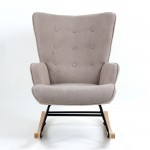 Alio Rocking Πολυθρόνα Μπερζέρα Καθιστικού Ύφασμα Velure Καφέ Βάση Μαύρο Φυσικό c532525