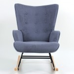 Alio Rocking Πολυθρόνα Μπερζέρα Καθιστικού Ύφασμα Velure μπλε Βάση Μαύρο Φυσικό c532526