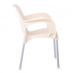 Lora Πολυθρόνα Dining Στοιβαζόμενη ALU Silver PP Εκρού c532542