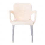 Lora Πολυθρόνα Dining Στοιβαζόμενη ALU Silver PP Εκρού c532542