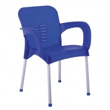 Lora Πολυθρόνα Dining Στοιβαζόμενη ALU Silver PP Μπλε c532544