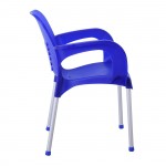 Lora Πολυθρόνα Dining Στοιβαζόμενη ALU Silver PP Μπλε c532544