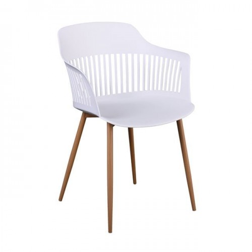 Luisa Πολυθρόνα Μέταλλο Βαφή Φυσικό PP UV Άσπρο εκτός συσκευασίας c532574