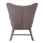 Alio Rocking Πολυθρόνα Μπερζέρα Καθιστικού Ύφασμα Patchwork Βάση Μαύρο Φυσικό c532619