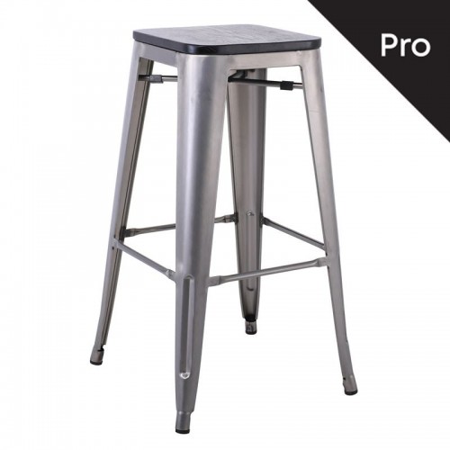 Intra Wood Σκαμπό Bar Pro Απόχρωση Metal με Διακοσμητική Σκουριά Απόχρωση Ξύλου Μαύρο c532661