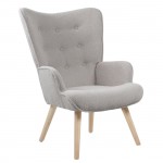 Alio Πολυθρόνα Μπερζέρα Σαλονιού Καθιστικού Φυσικό Teddy Ύφασμα Ανοιχτό Γκρι K D c532683