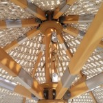 Ομπρέλα Ξύλινη Οξιά 250x250cm Πλεκτό Μακραμέ Μπεζ c532697