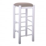 Tavern Σκαμπό BAR Οξιά Βαφή Εμποτισμός Λάκα Άσπρο Κάθισμα Pu Cappuccino c532721