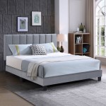 ALE Κρεβάτι Διπλό για Στρώμα 140x190cm Ύφασμα Γκρι με Κεφαλάρι πολλαπλών θέσεων c532722