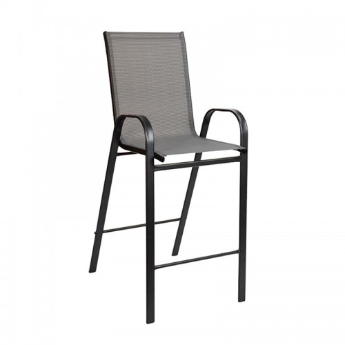 Reno Σκαμπό Bar Μέταλλο Βαφή Ανθρακί Textilene Γκρι Στοιβαζόμενο c532773
