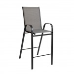 Reno Σκαμπό Bar Μέταλλο Βαφή Ανθρακί Textilene Γκρι Στοιβαζόμενο c532773
