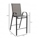 Reno Σκαμπό Bar Μέταλλο Βαφή Ανθρακί Textilene Γκρι Στοιβαζόμενο c532773