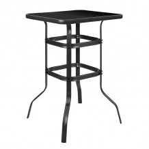 Reno Τραπέζι Bar Μέταλλο Βαφή Ανθρακί Γυαλί Μαύρο c532796