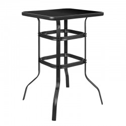 Reno Τραπέζι Bar Μέταλλο Βαφή Ανθρακί Γυαλί Μαύρο c532796