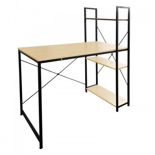 Γραφείο Η Υ με 4 Ράφια Μέταλλο Βαφή Μαύρο Melamine Beech c532822