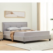 Wilo Κρεβάτι Διπλό για Στρώμα 160x200cm Ύφασμα Ανοιχτό Γκρι c532864