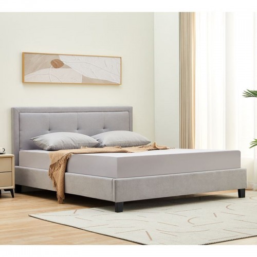 Wilo Κρεβάτι Διπλό για Στρώμα 160x200cm Ύφασμα Ανοιχτό Γκρι c532864