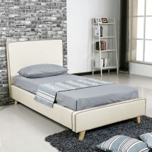 Ora Κρεβάτι Μονό για Στρώμα 90x190cm Ύφασμα Εκρού c532881