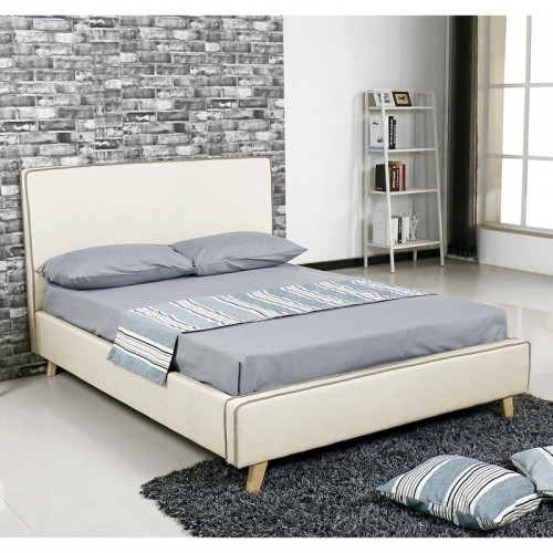 Ora Κρεβάτι Διπλό για Στρώμα 140x190cm Ύφασμα Εκρού c532882