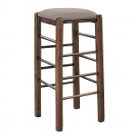 Tavern Σκαμπό BAR Οξιά Βαφή Εμποτισμός Καρυδί Κάθισμα Pu Cappuccino c532883