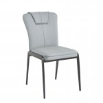 AND Καρέκλα Τραπεζαρίας Κουζίνας Μέταλλο Βαφή Μαύρο Pu Ανοιχτό Γκρι c532991