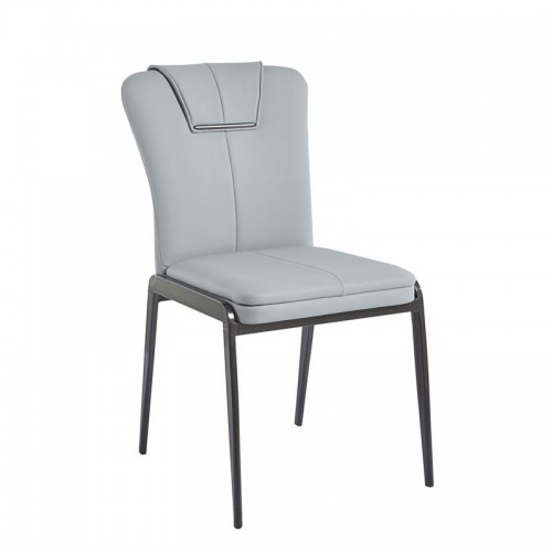 AND Καρέκλα Τραπεζαρίας Κουζίνας Μέταλλο Βαφή Μαύρο Pu Ανοιχτό Γκρι c532991