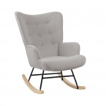 Alio Rocking Πολυθρόνα Μπερζέρα Καθιστικού Teddy Ύφ Αν Γκρι Βάση Μαύρο Φυσικό c533020