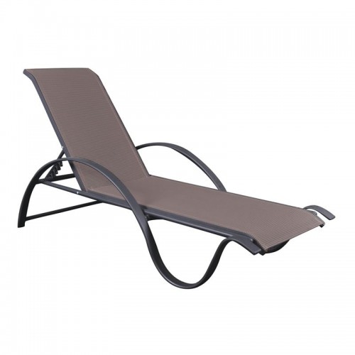 Poi Ξαπλώστρα Στοιβαζόμενη Αλουμίνιο Βαφή Ανθρακί Textilene Cappuccino c533167