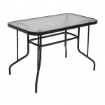 Balo Τραπέζι Κήπου Βεράντας Μέταλλο Βαφή Μαύρο Γυαλί Tempered c533207