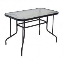 Balo Τραπέζι Κήπου Βεράντας Μέταλλο Βαφή Μαύρο Γυαλί Tempered c533207