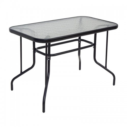 Balo Τραπέζι Κήπου Βεράντας Μέταλλο Βαφή Μαύρο Γυαλί Tempered c533207