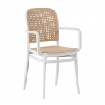 Fiore Πολυθρόνα PP Άσπρο PP Rattan Μπεζ Στοιβαζόμενη c533217