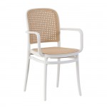 Fiore Πολυθρόνα PP Άσπρο PP Rattan Μπεζ Στοιβαζόμενη c533217