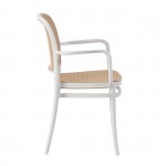 Fiore Πολυθρόνα PP Άσπρο PP Rattan Μπεζ Στοιβαζόμενη c533217