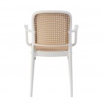 Fiore Πολυθρόνα PP Άσπρο PP Rattan Μπεζ Στοιβαζόμενη c533217