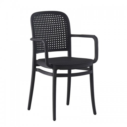 Fiore Πολυθρόνα PP Μαύρο PP Rattan Μαύρο Στοιβαζόμενη c533218