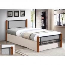 ΝΕΤTO Κρεβάτι Μονό για Στρώμα 90x190cm Μέταλλο Βαφή Μαύρο Ξύλο Καρυδί c533245